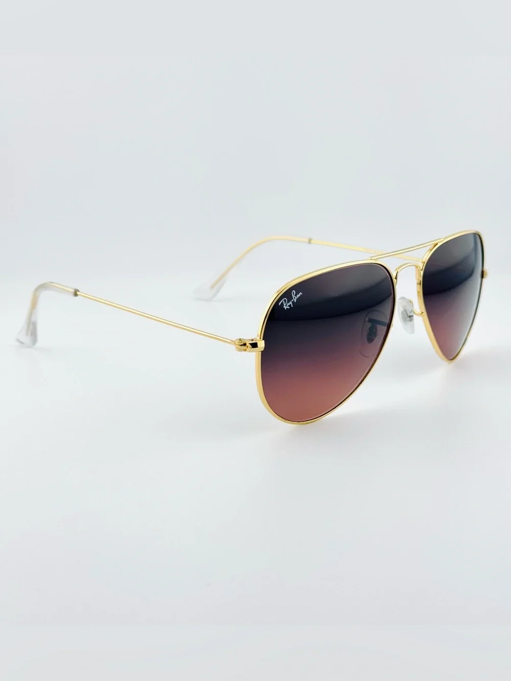 Ray-Ban Aviator Gradient Sunglasses RB3025 Gold Metal Frame Dark Burgundy Lenses